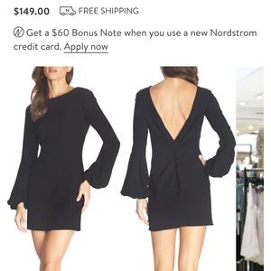 Black Long sleeve open back dress